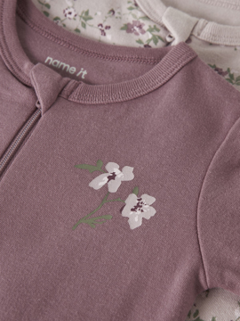 Name It Nightsuit 2p Zip Violetflower Noos
